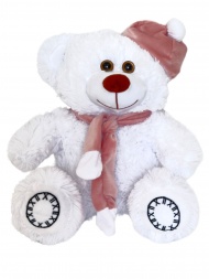 Мягкая игрушка Медведь в шапке 38 см белый